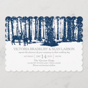 Snowy Woodland and Deers Wedding Invitation