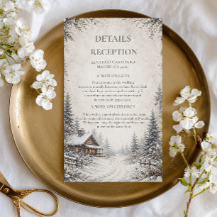 Snowy Woodland Artwork Rustic Enclosure Card