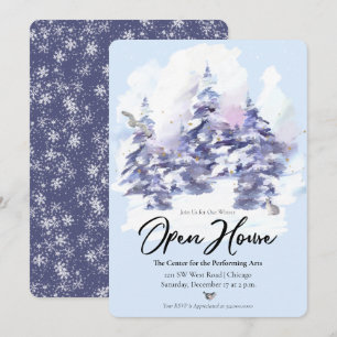Snowy Woodland Forest Winter Open House Invitation