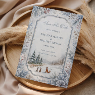 Snowy Woodland Friends Save The Date
