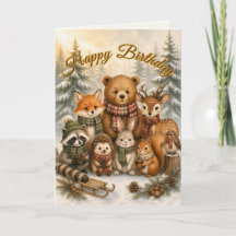 Snowy Woodland Friends Winter Birthday Gathering
