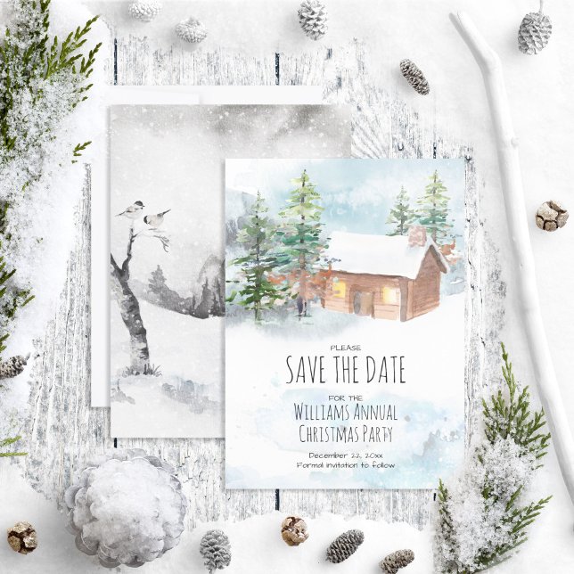 Snowy Woods Christmas Party Save the Date (Creator Uploaded)
