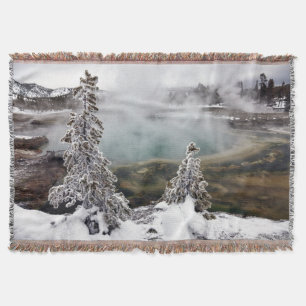 Snowy Yellowstone Throw Blanket