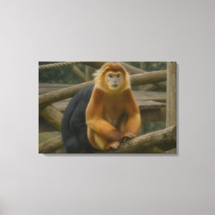 Snub-Nosed Monkey in Woodland Refuge Canvas Print