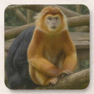 Snub-Nosed Monkey in Woodland Refuge Coaster