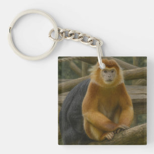 Snub-Nosed Monkey in Woodland Refuge Key Ring