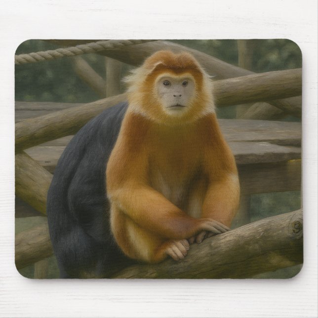 Snub-Nosed Monkey in Woodland Refuge Mouse Mat (Front)