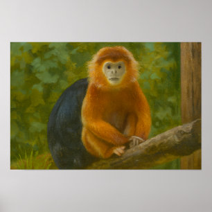 Snub-Nosed Monkey in Woodland Refuge Poster