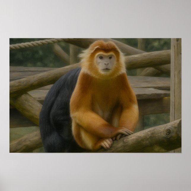 Snub-Nosed Monkey in Woodland Refuge Poster (Front)
