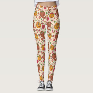 Snuffleupagus and Big Bird Groovy Flower Pattern Leggings