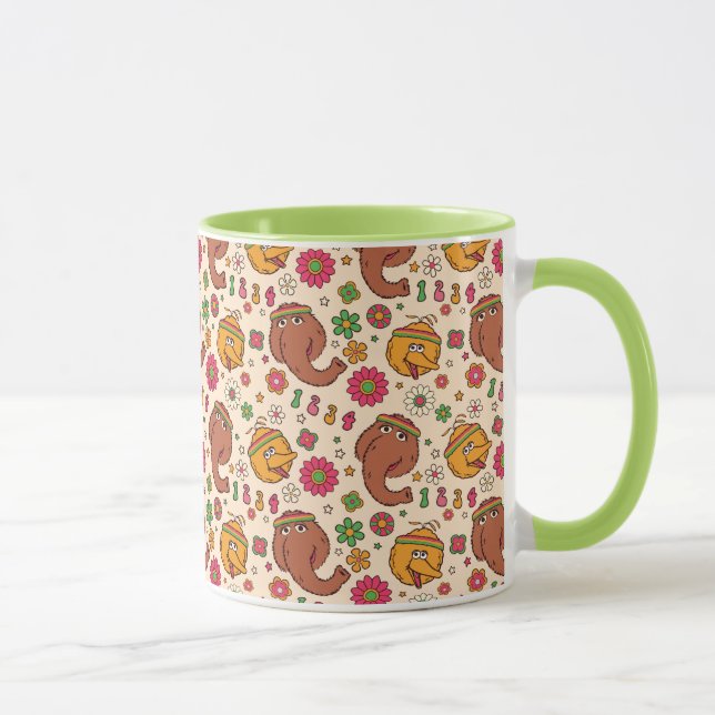Snuffleupagus and Big Bird Groovy Flower Pattern Mug (Right)