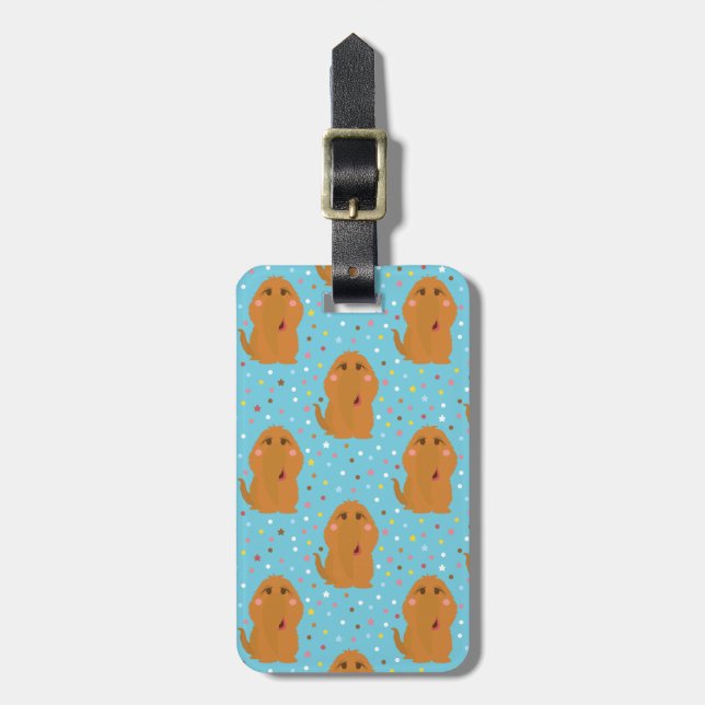 Snuffleupagus Blue Stars & Dots Pattern Luggage Tag (Front Vertical)