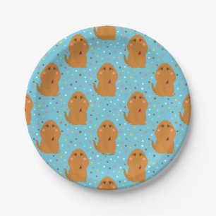 Snuffleupagus Blue Stars & Dots Pattern Paper Plate