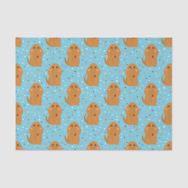 Snuffleupagus Blue Stars & Dots Pattern Tissue Paper (Front)