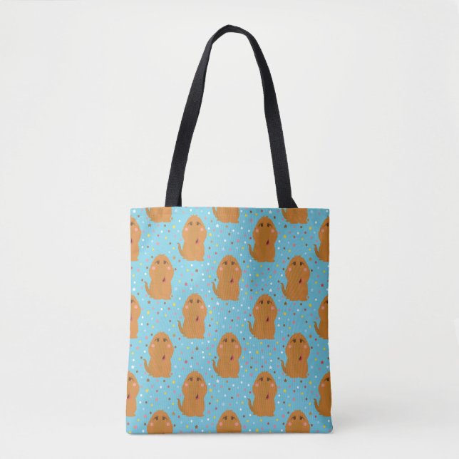Snuffleupagus Blue Stars & Dots Pattern Tote Bag (Front)