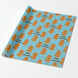 Snuffleupagus Blue Stars & Dots Pattern Wrapping Paper