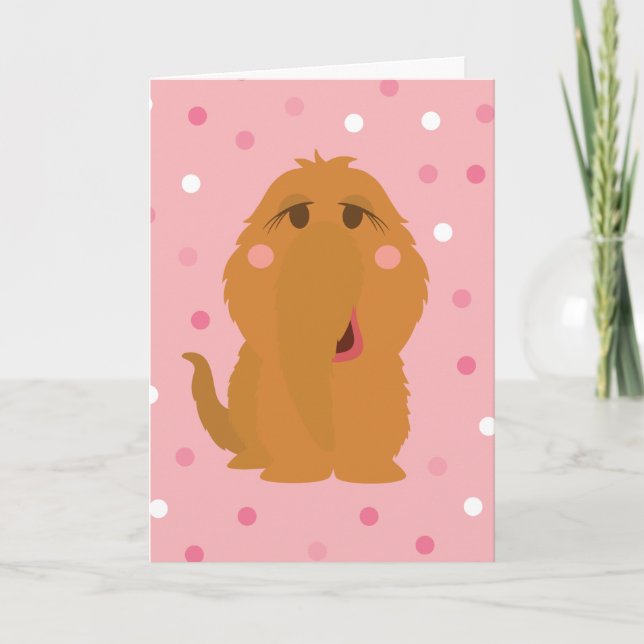 Snuffleupagus Pink Polka Dot Pattern Card (Front)