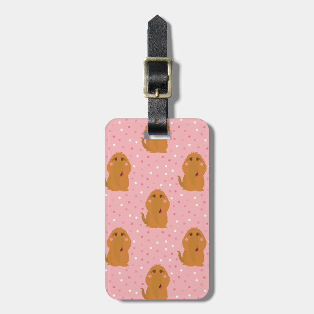 Snuffleupagus Pink Polka Dot Pattern Luggage Tag (Front Vertical)