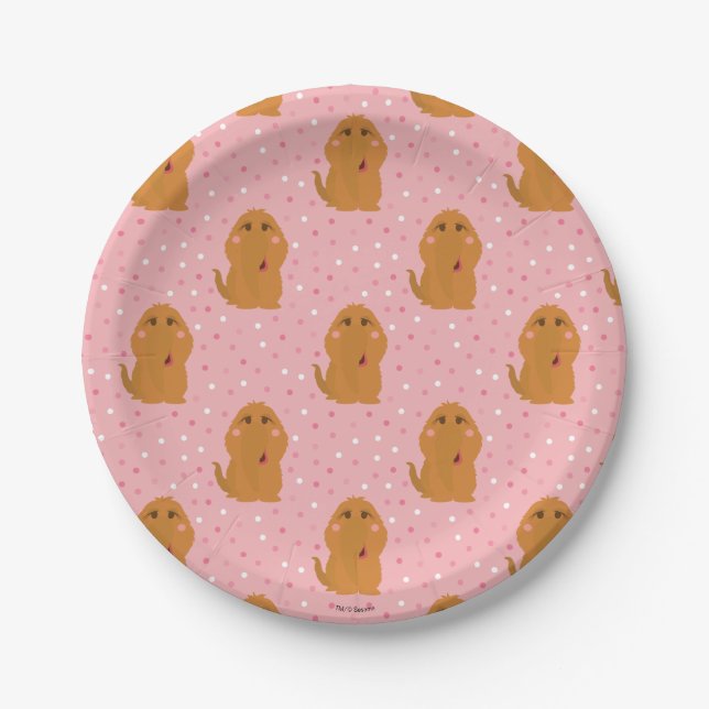 Snuffleupagus Pink Polka Dot Pattern Paper Plate (Front)
