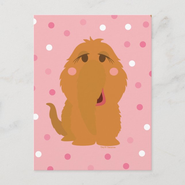 Snuffleupagus Pink Polka Dot Pattern Postcard (Front)