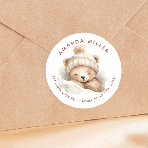 Snuggle Bear Baby Shower Address Label