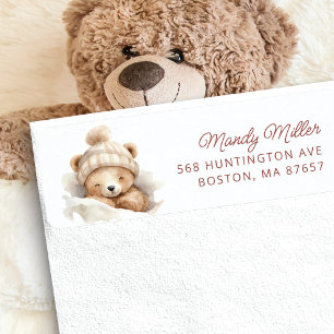 Snuggle Bear Baby Shower Address Label