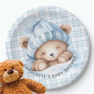 Snuggle Bear Baby Shower Paper Plate