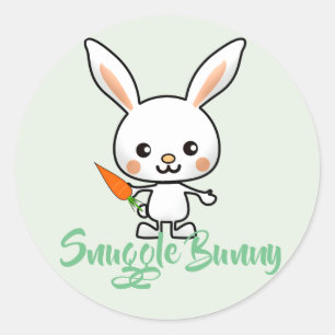 Snuggle Bunny Kawaii Custom Classic Round Sticker
