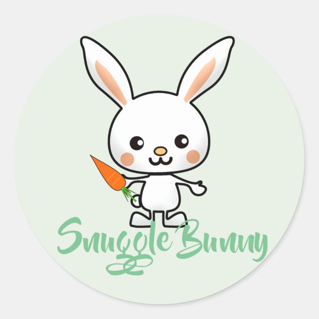 Snuggle Bunny Kawaii Custom Classic Round Sticker (Front)