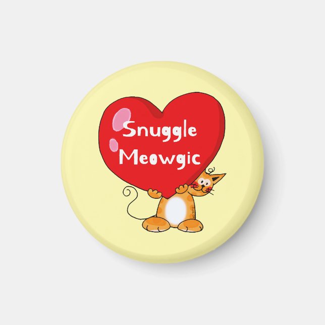 Snuggle Meowgic Funny Cat Pun Art Magnet (Front)
