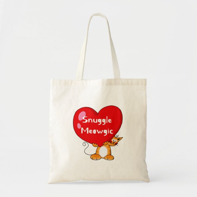 Snuggle Meowgic Funny Cat Pun Art Tote Bag (Front)