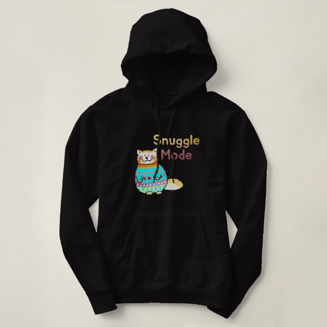 Snuggle Mode Cute Ginger Cat Hoodie (Design Front)