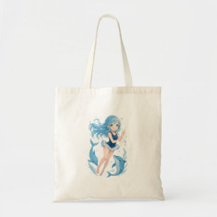 Snuggle Pup Kawaii dolphin girl tote bag
