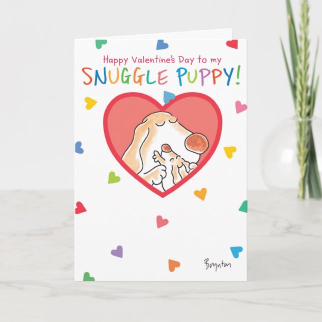 SNUGGLE PUPPY Valentines by Boynton Holiday Card (Front)