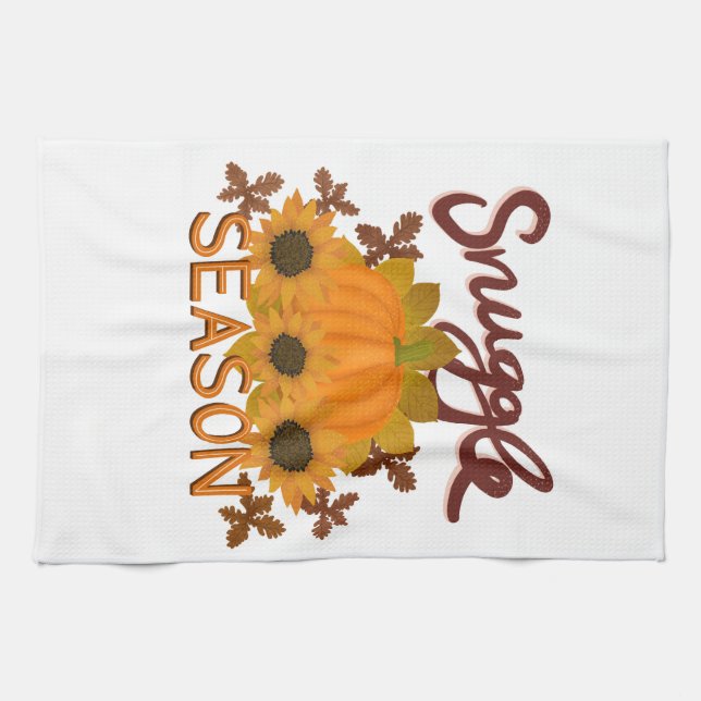 “Snuggle Season” Autumn/Fall Themed Tea Towel (Horizontal)