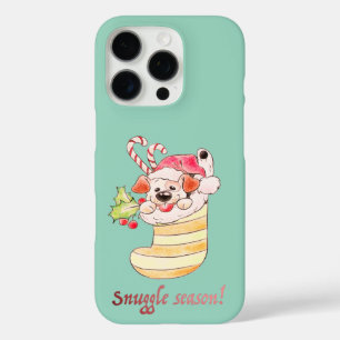 Snuggle Season Puppy in Stocking iPhone 16 Pro Case