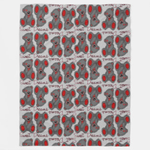 Snuggle Sweet Dreams Teddy-brilliant ruby Fleece Blanket