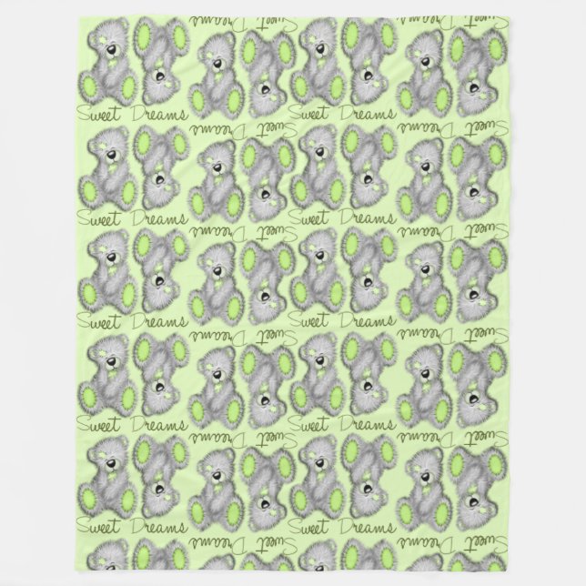 Snuggle Sweet Dreams Teddy-peridot Fleece Blanket (Front)