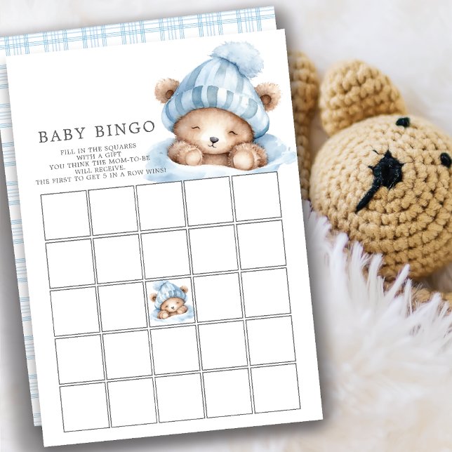 Snuggle Up Bear Baby Shower Bingo Game Invitation (Creator Uploaded)
