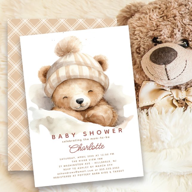 Snuggle Up Bear Baby Shower Invitation (Creator Uploaded)