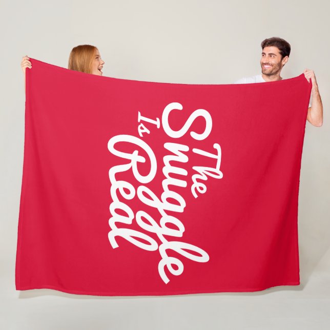 Snuggle Up Red And White Fleece Blanket (In Situ)