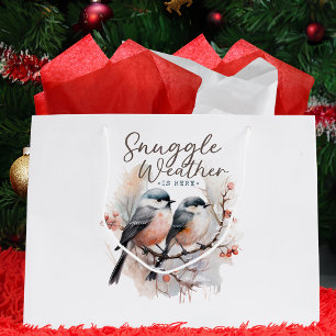 Snuggle Weather Is Here, Birds on Branch Christmas Large Gift Bag