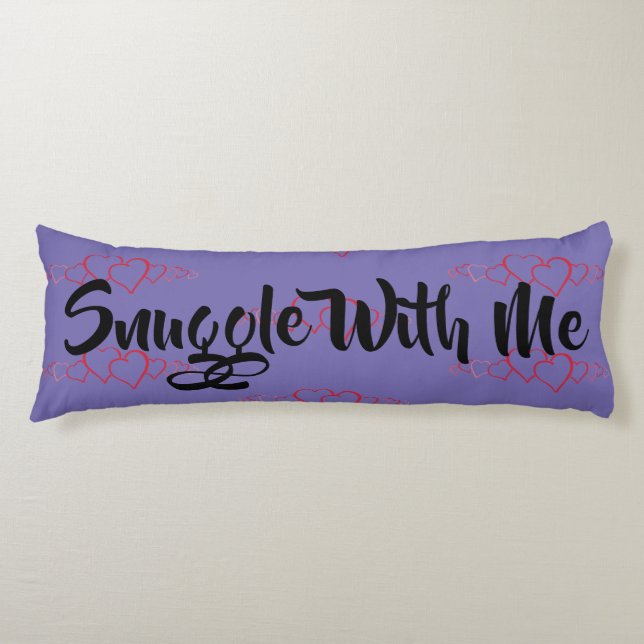 Snuggle With Me Red Hearts Purple Body Cushion (Front)