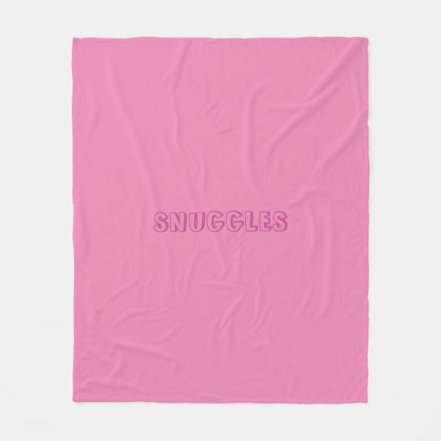 "Snuggles" dark pink, pink Fleece Blanket (Front)