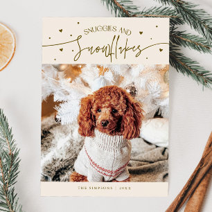 Snuggles & Snowflakes Dog Photo Cream Christmas  Holiday Card