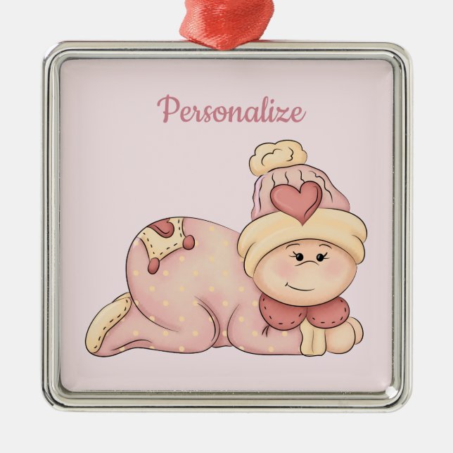 Snuggly Baby Girl has arrived! (baby girl) Metal Tree Decoration (Front)