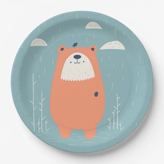 Snuggly Bear Paper Plates (Front)