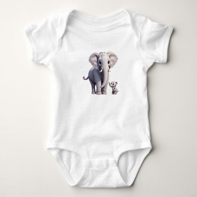 Snuggly Elephants Baby Jersey Bodysuit (Front)