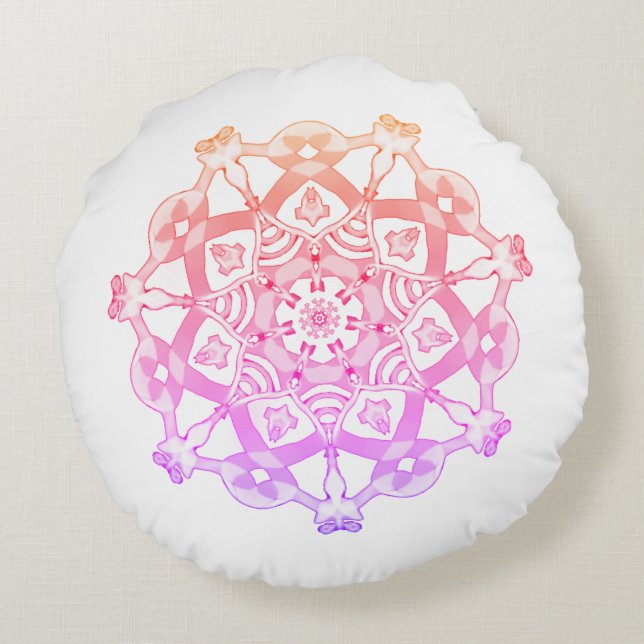 *~* Snugly Lavender & Pink White Mandala Round Cushion (Back)