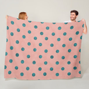 So adorable colouring l Pink and blue polka dots Fleece Blanket